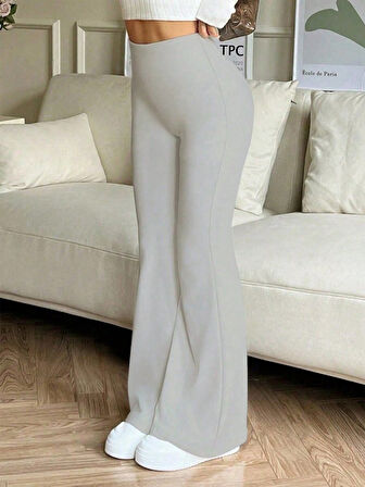 leyla sanat sanata yeni bir bakış açısı Kadın Yüksek Bel Ispanyol Paçalı Pantolon Tayt