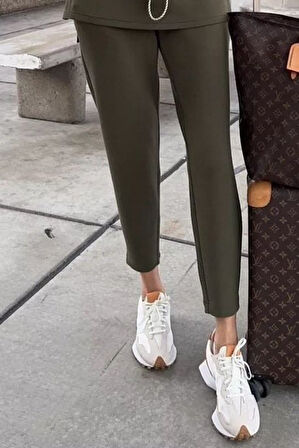 leyla sanat sanata yeni bir bakış açısı Kadın Uzun Kollu Balıkçı Yaka Belden Lastikli Modal Bluz Ve Pantolon Ikili Takım