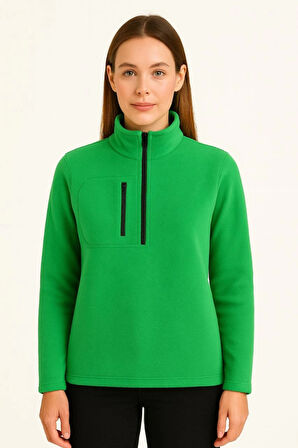 leyla sanat sanata yeni bir bakış açısı Polar Kazak – Dik Yaka, Yarım Fermuarlı, Fermuarlı Göğüs Cep