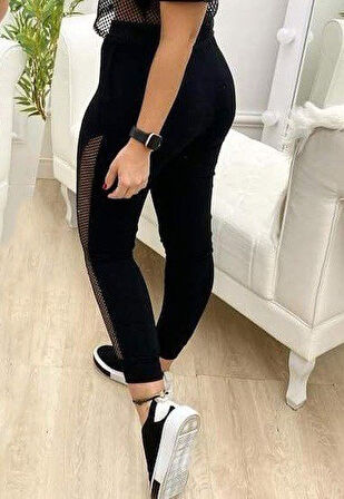 leyla sanat sanata yeni bir bakış açısı Kadın Yüksek Bel File Detaylı Dar Kesim Viskon Iki Iplik Pantolon