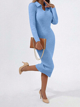 leyla sanat sanata yeni bir bakış açısı Kadın Siyah Triko Uzun Elbise