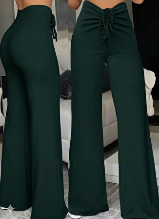 leyla sanat sanata yeni bir bakış açısı Kadın Yüksek Bel önden Büzgülü Ispanyol Ithal Krep Pantolon