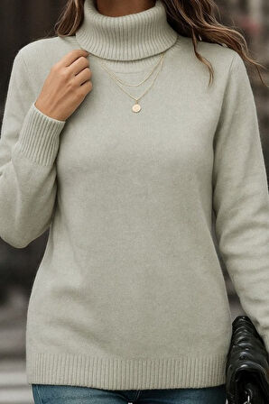 leyla sanat sanata yeni bir bakış açısı Kadın Uzun Kollu Balıkçı Yaka Triko Bluz