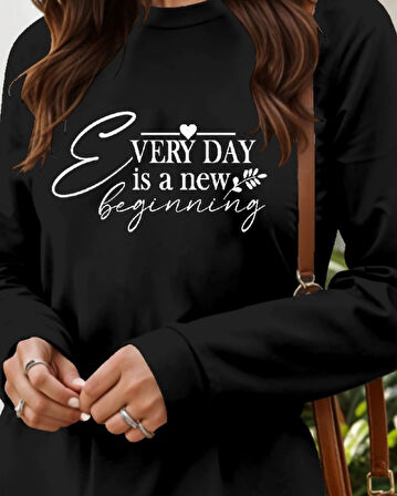 leyla sanat sanata yeni bir bakış açısı Kadın Uzun Kollu Bisiklet Yaka Kısa Viskon Iki Iplik Elbise