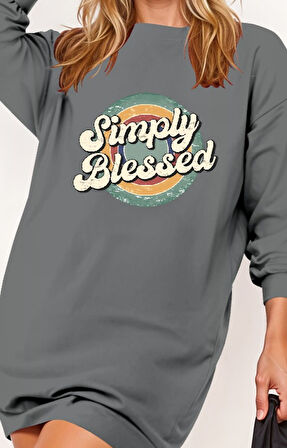 leyla sanat sanata yeni bir bakış açısı Kadın Uzun Kollu Bisiklet Yaka Yazılı Viskon Iki Iplik Elbise