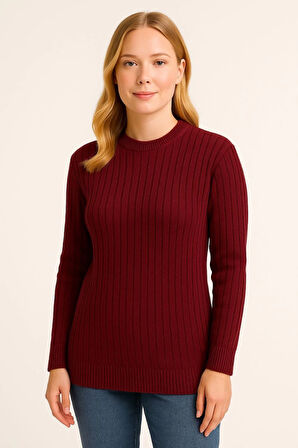 leyla sanat sanata yeni bir bakış açısı Bisiklet Yuvarlak Yaka Triko Kazak Pamuklu Kalın Fitilli Dok