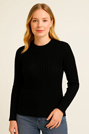 leyla sanat sanata yeni bir bakış açısı Bisiklet Yuvarlak Yaka Triko Kazak Pamuklu Kalın Fitilli Dok