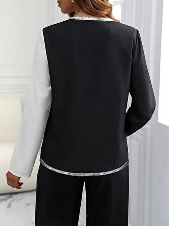 leyla sanat sanata yeni bir bakış açısı Kadın Uzun Kollu V Yakalı Pul Payet Işlemeli Ithal Krep Bluz