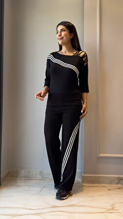 leyla sanat sanata yeni bir bakış açısı Kadın Uzun Kollu Truvakar Kol Tek Omuz çapraz şerit Detaylı 