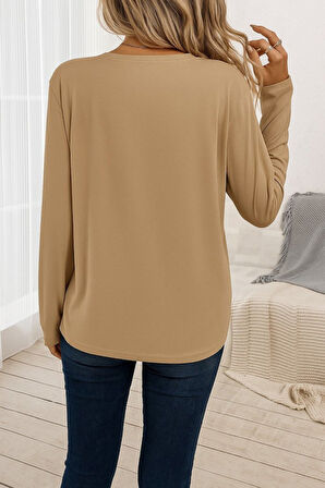 leyla sanat sanata yeni bir bakış açısı Kadın Uzun Kollu Bisiklet Yaka Viskon Bluz