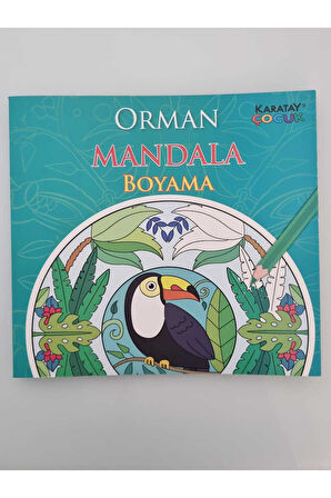 4E Boyama Kitabı Çocuklar İçin Mandala Orman Desenli Karatay