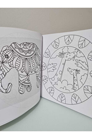 4E Boyama Kitabı Çocuklar İçin Mandala Orman Desenli Karatay