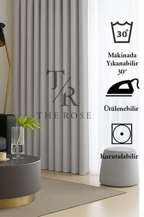 Açık Gri Blackout, Işık Geçirmez, Karartma Perde, Pilesiz, Lüks, A+ Kalite, Tek Kanat, Güneşlik