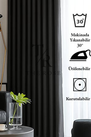 Antrasit Blackout, Işık Geçirmez, Karartma Perde, Pilesiz, Lüks, A+ Kalite, Tek Kanat, Güneşlik