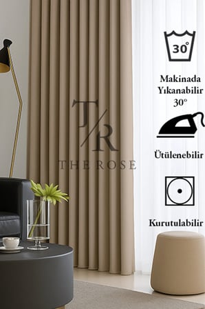 Bej Blackout, Işık Geçirmez, Karartma Perde, Pilesiz, Lüks, A+ Kalite, Tek Kanat, Güneşlik