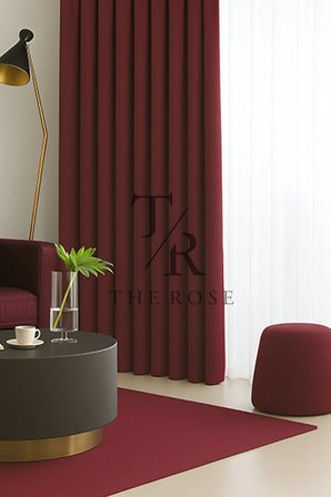 Bordo Blackout, Işık Geçirmez, Karartma Perde, Pilesiz, Lüks, A+ Kalite, Tek Kanat, Güneşlik