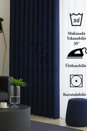 Lacivert Blackout, Işık Geçirmez, Karartma Perde, Pilesiz, Lüks, A+ Kalite, Tek Kanat, Güneşlik