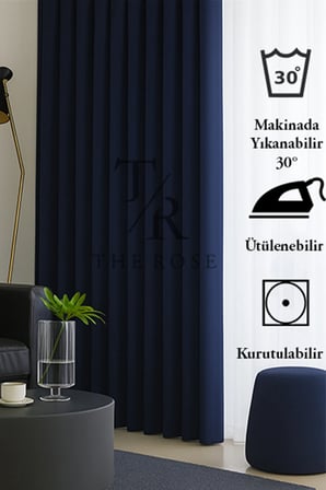 Lacivert Blackout, Işık Geçirmez, Karartma Perde, Pilesiz, Lüks, A+ Kalite, Tek Kanat, Güneşlik