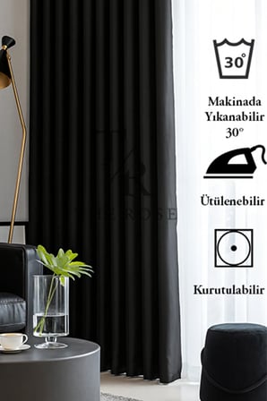 Siyah Blackout, Işık Geçirmez, Karartma Perde, Pilesiz, Lüks, A+ Kalite, Tek Kanat, Güneşlik