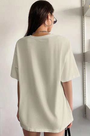 Kadın Bej The 1997 Baskılı Oversize T-shirt