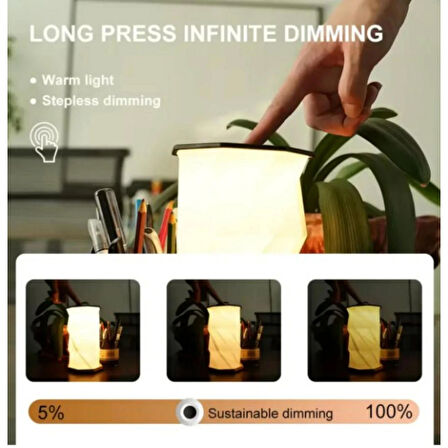 Ozmik Dönen Kitap Işığı ABS Ahşap ve Kağıt Lamba Taşınabilir USB Şarj Edilebilir