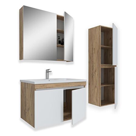 Teta Home Tokyo 80 Cm Mdf Banyo Dolabı Seti +Boy Dolabı