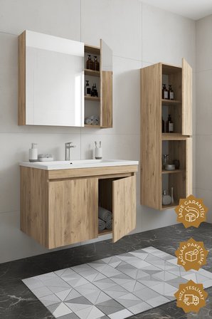 Teta Home Tokyo 80 Cm Mdf Banyo Dolabı Seti +Boy Dolabı