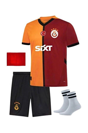 galatasaray çoçuk futbol forması isimsiz sarı-kırmızı bileklik çorap hediye