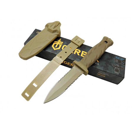 Columbia Company Tiger Tactical Htm 1041 B Kahverengi Outdoor / Survival Bıçak 27cm - Kauçuk Sap, Kılıflı, Kutulu