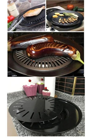 Tiger Mucize Izgara Stovetop Grill Ocak Üstü Yanmaz Yapışmaz Dumansız Grill