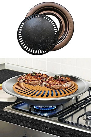 Tiger Mucize Izgara Stovetop Grill Ocak Üstü Yanmaz Yapışmaz Dumansız Grill