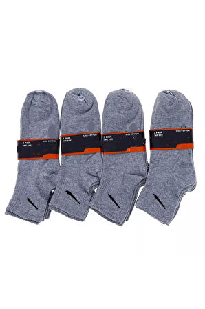 6 Çift Tik Desenli Esnek Erkek Kadın Unisex Gri Pamuklu Kolej Çorabı