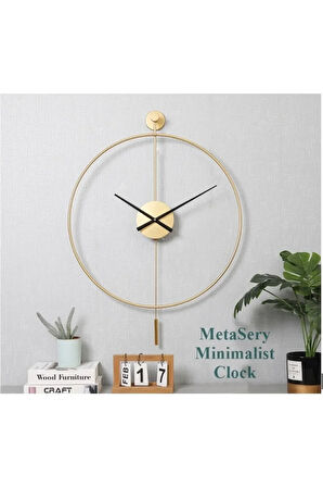 Timelles Tiktok Gold Büyük Boy (50X75CM) - Siyah 18 Cm Akrep Yelkovan , Metal Duvar Saati