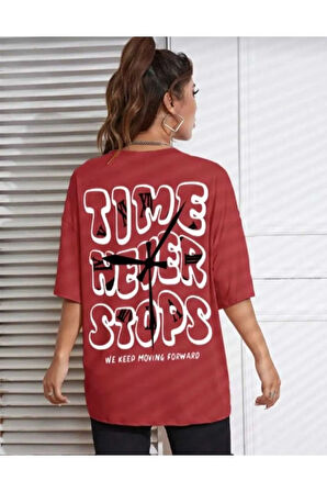 malkoçbey time baskılı oversize basic t-şhirt