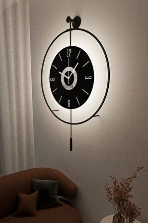 Timelles Siyah-siyah Göbek - Büyük Boy (50x75 Cm ) (quartz Mekanizmalı ) , Metal Duvar Saati