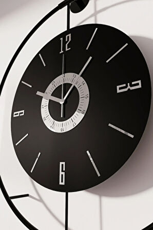 Timelles Siyah-siyah Göbek - Büyük Boy (50x75 Cm ) (quartz Mekanizmalı ) , Metal Duvar Saati