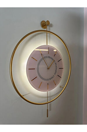 Büyük Boy Timelles Love Gold Led'li , Modern Dekoratif Metal Duvar Saati