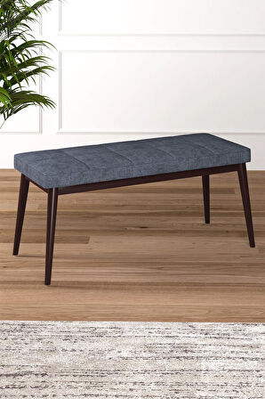 Tinaa Jery Kumaş Modern Ceviz Ahşap Ayak Bench Oturak 90x40, Ayakkabılık Bank, Yatak Ucu Puf