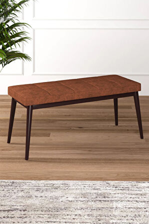 Tinaa Jery Kumaş Modern Ceviz Ahşap Ayak Bench Oturak 90x40, Ayakkabılık Bank, Yatak Ucu Puf
