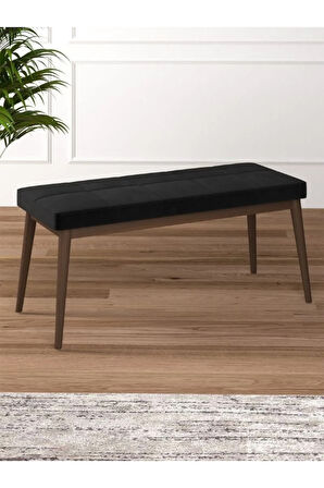 Tinaa Jery Kumaş Modern Ceviz Ahşap Ayak Bench Oturak 90x40, Ayakkabılık Bank, Yatak Ucu Puf
