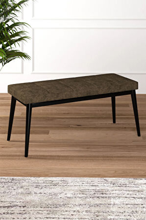 Tinaa Jery Kumaş Modern Siyah Ahşap Ayak Bench Oturak 90x40, Ayakkabılık Bank, Yatak Ucu Puf