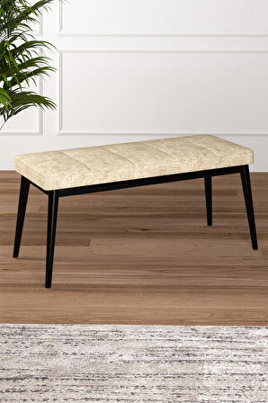 Tinaa Jery Kumaş Modern Siyah Ahşap Ayak Bench Oturak 90x40, Ayakkabılık Bank, Yatak Ucu Puf