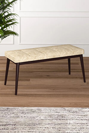 Tinaa Jery Kumaş Modern Ceviz Metal Ayak Bench Oturak 90x40, Ayakkabılık Bank, Yatak Ucu Puf