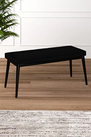 Tinaa Jery Kumaş Modern Siyah Metal Ayak Bench Oturak 90x40, Ayakkabılık Bank, Yatak Ucu Puf