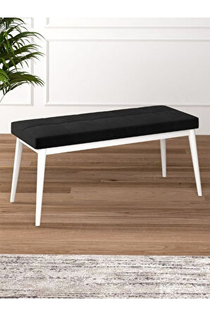 Tina Baby Face Modern Beyaz Ahşap Ayak Bench Oturak 90x40, Ayakkabılık Bank, Yatak Ucu Puf