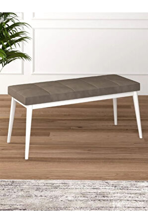 Tina Baby Face Modern Beyaz Ahşap Ayak Bench Oturak 90x40, Ayakkabılık Bank, Yatak Ucu Puf