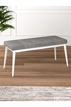 Tina Baby Face Modern Beyaz Ahşap Ayak Bench Oturak 90x40, Ayakkabılık Bank, Yatak Ucu Puf