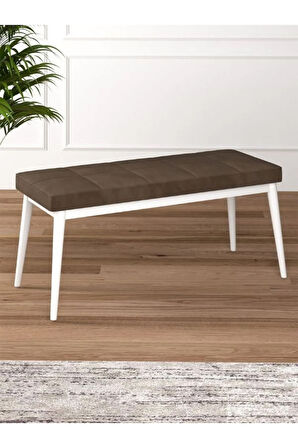 Tina Baby Face Modern Beyaz Ahşap Ayak Bench Oturak 90x40, Ayakkabılık Bank, Yatak Ucu Puf