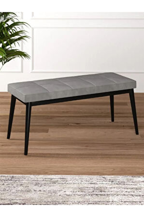 Tina Baby Face Modern Siyah Metal Ayak Bench Oturak 90x40, Ayakkabılık Bank, Yatak Ucu Puf