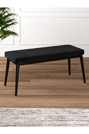 Tina Baby Face Modern Siyah Metal Ayak Bench Oturak 90x40, Ayakkabılık Bank, Yatak Ucu Puf